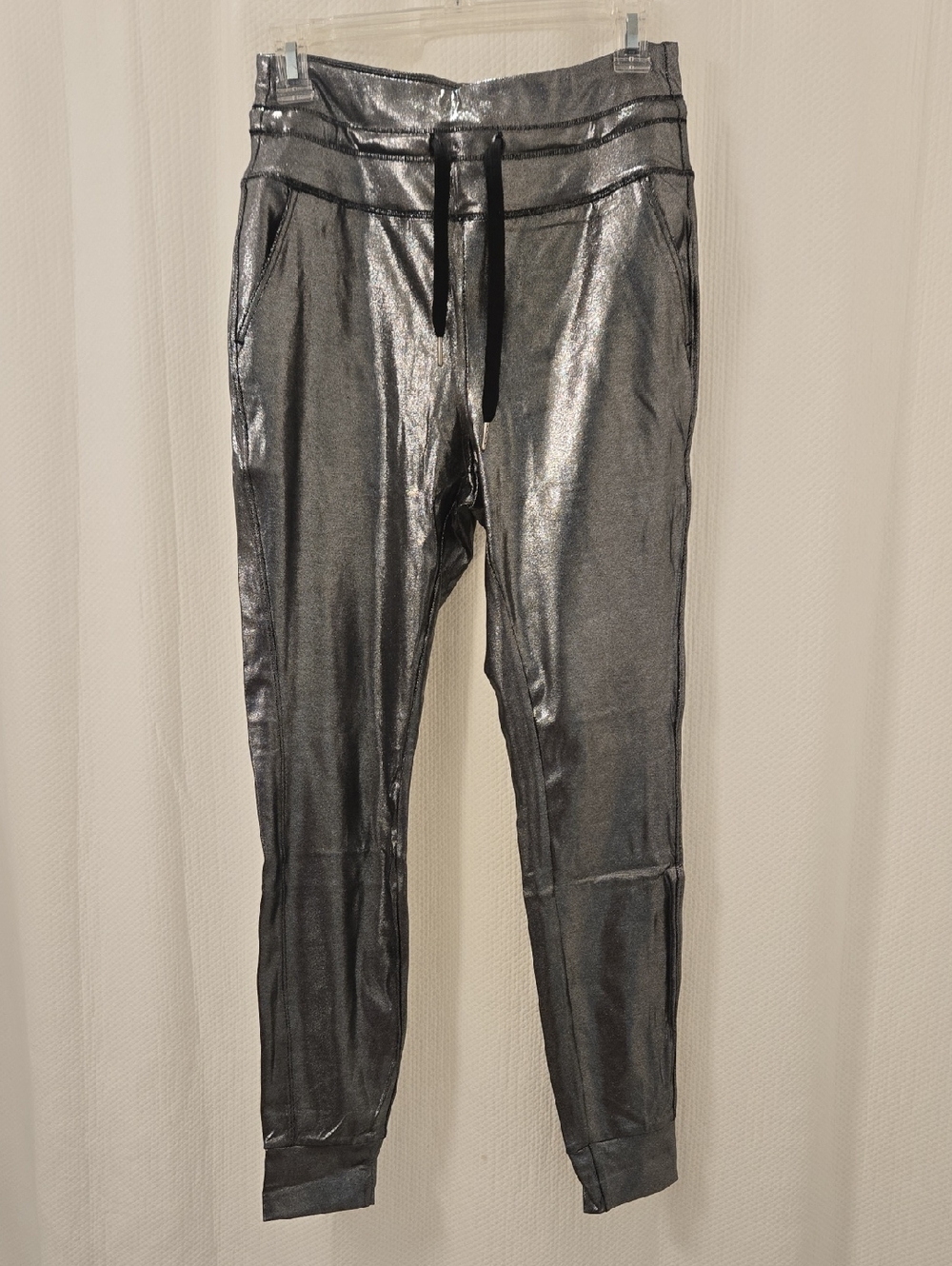 NWOT HALARA Shiny Charcoal Party Pants Drawstring Joggers